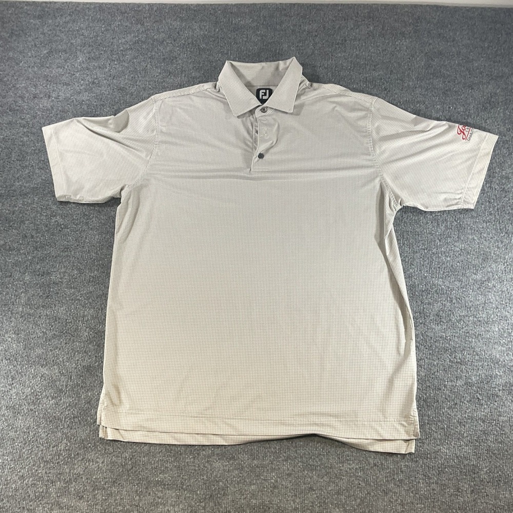 FootJoy Mens XL Tan Houndstooth Golf Polo Shirt W.M. Jordan Charity Golf Classic